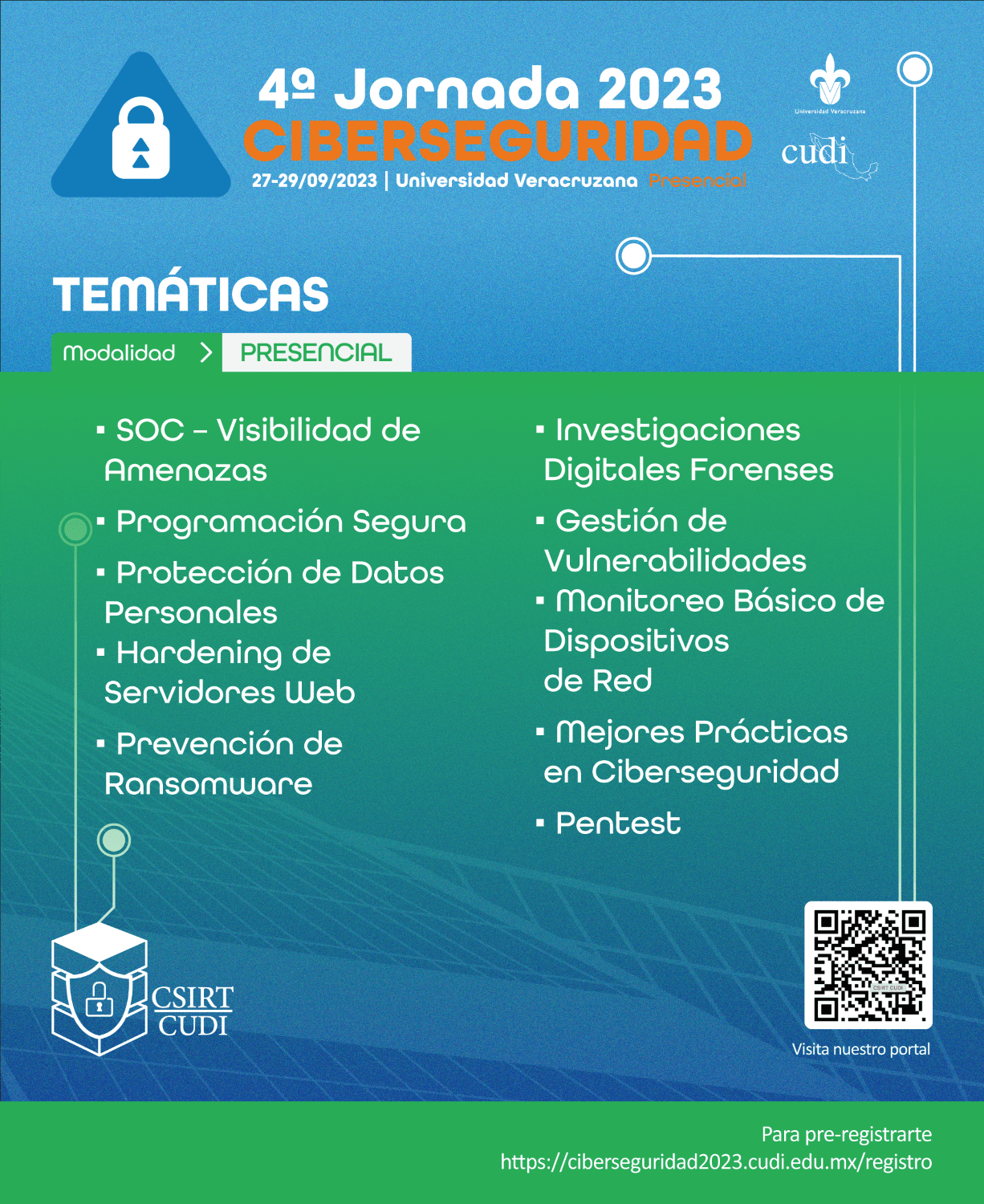 Poster temáticas 4ta jornada ciberseguridad cudi 20223
